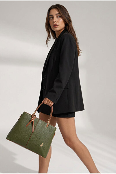 Miami Polo Club Green Tan Large Size Women's Handbag