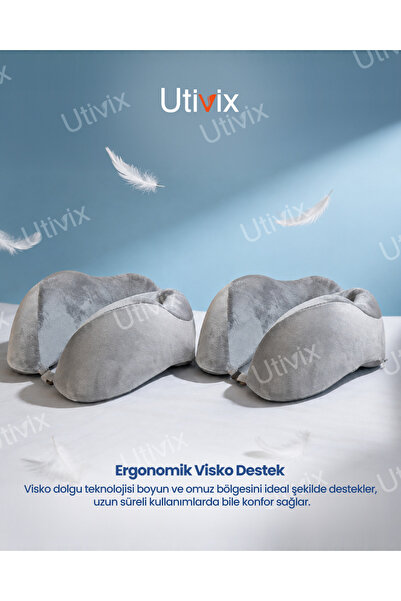 Utivix 2 Adet Ortopedik Visco Seyahat Yastığı – Lüks Konfor ve Ergonomik Boyu...