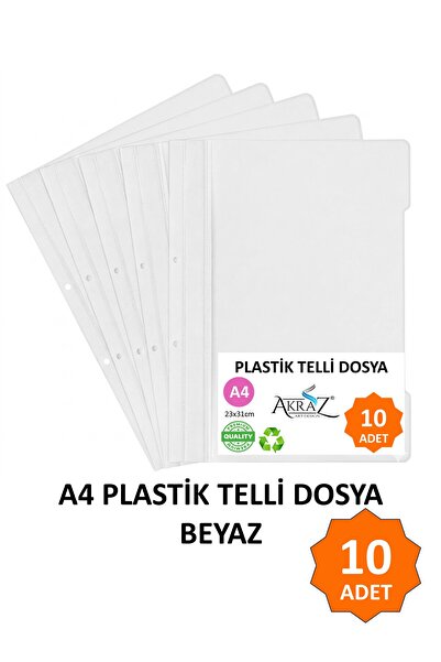 Akraz Art Design Telli Dosya Plastik A4 Poşet Dosyalara Uyumlu 10 lu ekonomik...