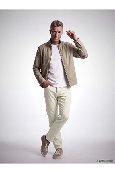 LC Waikiki الموسم الجديد LCW Jeans Beige 779 بنطلون جينز رجالي بقصة عادية