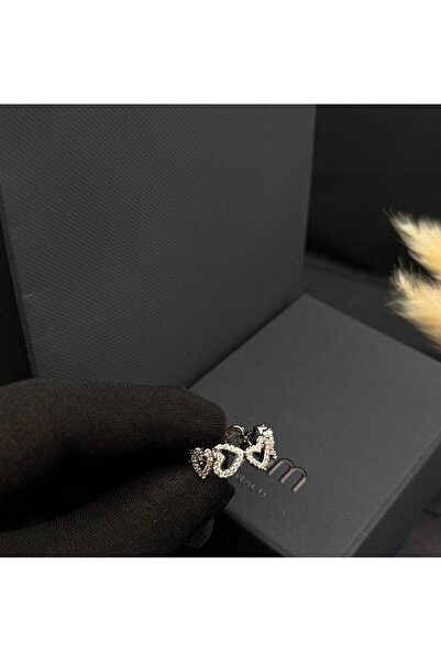 Generic Fashionable and Luxurious Double Heart-Shaped Sparkling Earrings