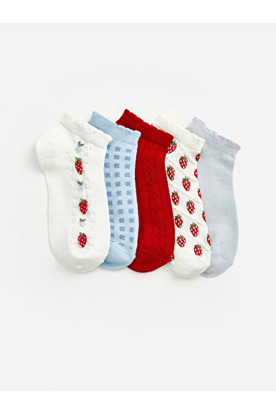 LC Waikiki Ecru Patterned Women's Booties Socks 5-Piece