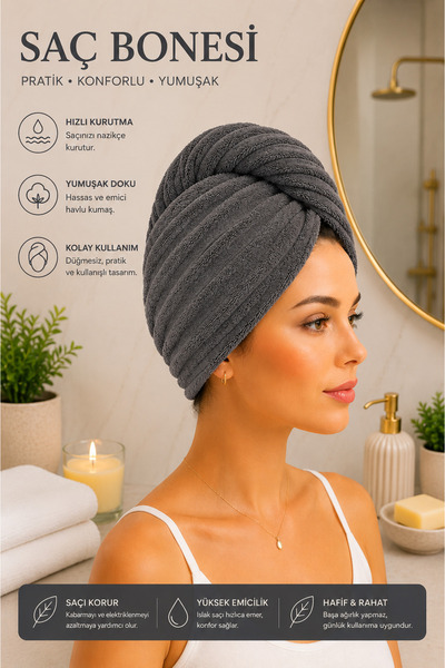 sternen glanz Karmila Cotton Buttoned Towel Hair Cap