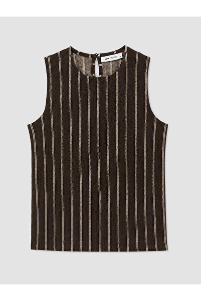 LC Waikiki Brown Crew Neck Striped Women's Tank Top