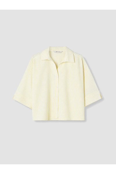 LC Waikiki Yellow Striped Oversize Women's Shirt