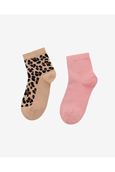 SKECHERS 2'Li Paket Softluxe Bilek Üstü Çorap Kadın Leopar-Pembe Çorap S25203...
