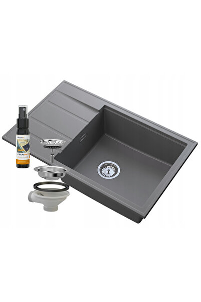 Granitan Set chiuveta cu sifon, solutie intretinere, Granitan, Granit, Gri
