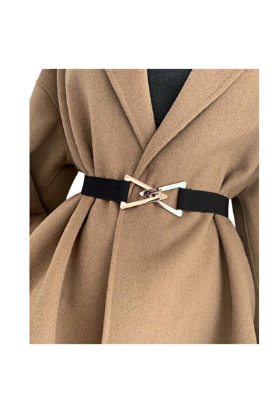 OEM Curea neagra dama elastica cu catarama simetrica, lungime 70/80cm