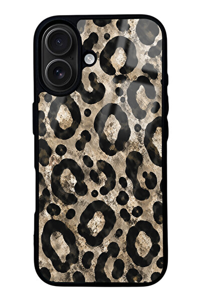 Spoyi iPhone 16 Brown Leopar Tasarımlı Glossy Telefon Kılıfı