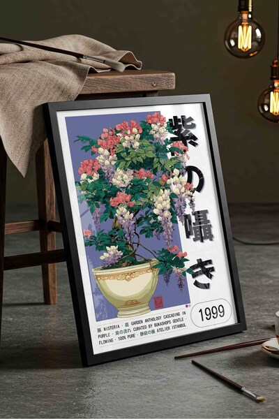 Buka Shops Purple Cluster Glycine Flower Pot Painting – Botanical Illustratio...