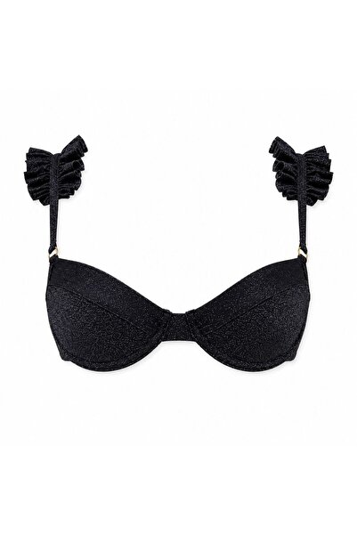 VULEVU Telli Balenli Fırfır/Düz Askı Detaylı Bikini Üstü