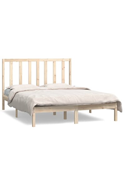 vidaxl Cadru de pat fără saltea, 135x190 cm, lemn masiv de pin