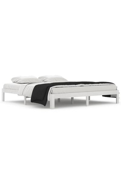vidaxl Cadru de pat Super King, alb, 180x200 cm, lemn masiv