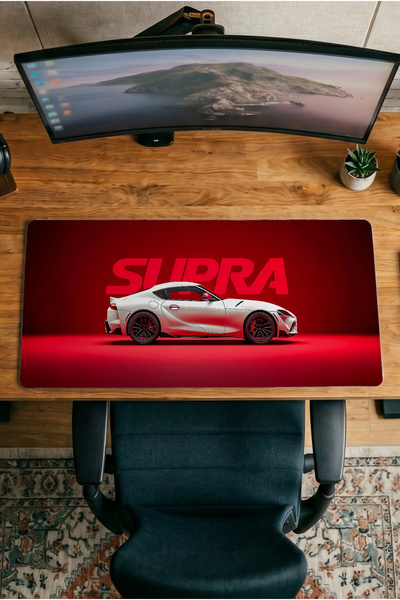 Halura لوحة ماوس للألعاب مطبوعة رقميًا بنمط Supra Car مقاس 30x70 مع قاعدة مضا...