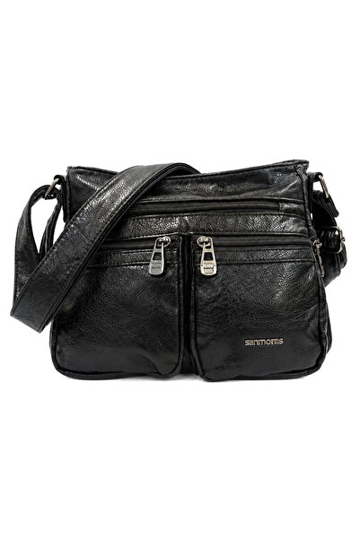 Sanmorris Double Front Window Multi-Compartment Washed Leather Women's Crossb...