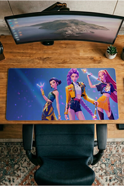 Halura K-POP Demon Hunters 30x70 Desenli Dijital Baskılı Oyuncu Mousepad XXL ...