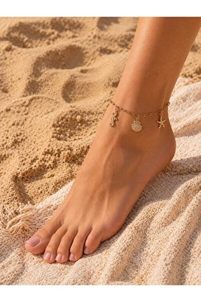 Histakı Women's Sea Shell Star Seahorse Anti-Tarnish Anklet