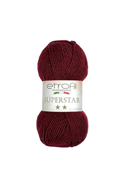 Etrofil SuperStar Firenză pentru tricotat Roșu Claret 25% Lână 75% Acril 100g...