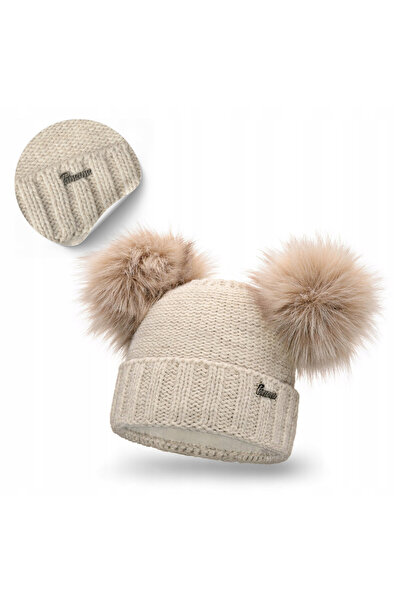 Pamami Caciula de iarna 17560-004, bej, captuseala fleece, pompom , 55-58 cm,...