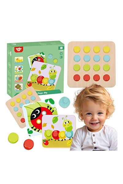 Tooky Toy Joc de sortare culori Tooky Toy, puzzle din lemn cu planșe și pini,...