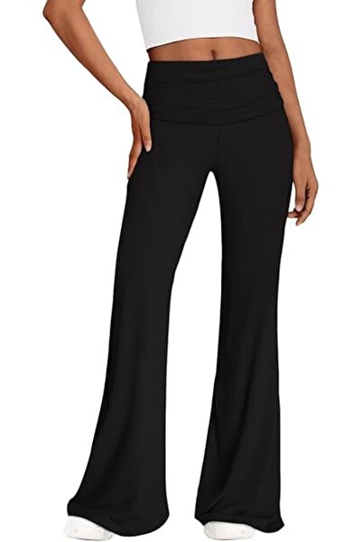 OEM REORIA Pantaloni Dama Colanți Eleganti Picior Larg Negru L