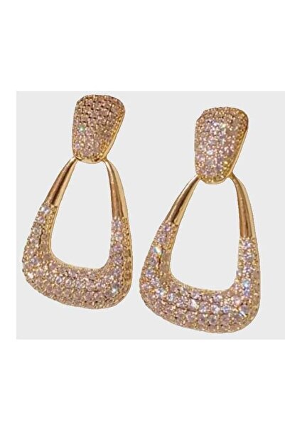 Generic Retro Geometric Style Golden color Stud Earrings. Length: 3 cm
