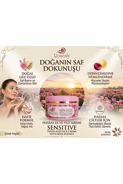 Roselinda ROSEALY SENSİTİVE GÜL ÖZLÜ EL & YÜZ KREM 85 ML
