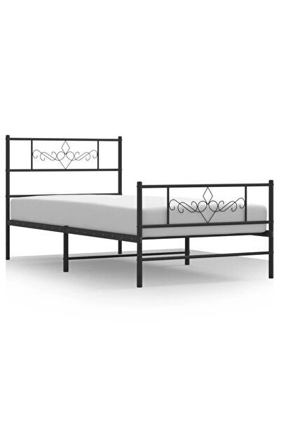 vidaxl Cadru pat metalic cu tăblii de cap/picioare, negru, 90x190 cm
