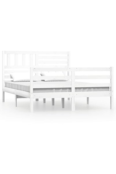 vidaxl Cadru de pat mic dublu, alb, 120x190 cm, lemn masiv