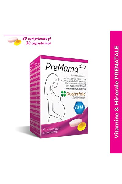 ALKALOID Complex de multivitamine PreMama Duo, 30 comprimate + 30 capsule moi,