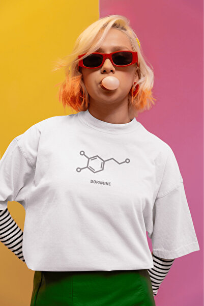 buzagi tasarım ürünleri Happiness White Oversize T-Shirt