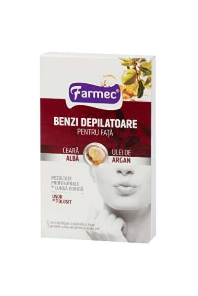 Farmec Benzi Depilatoare pentru Fata cu Ceara Alba si Argan - Farmec, 20 buc