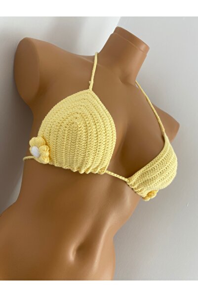 1çokşey Crochet Papatya Detaylı El Örgüsü Bikini Üstü | Pedsiz