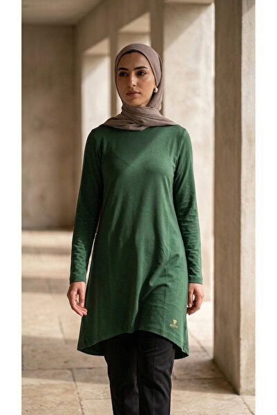 Plistre 2305_Women's Crew Neck Long Sleeve Single Jersey Tunic 100% Cotton