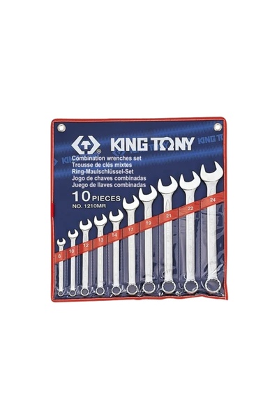 King Tony SET DE CHEI PLATE ȘI CU CĂPĂT OCOLOS 10 BUCĂȚI 8-24MM 1210MR