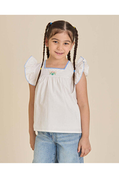 REDTAG Girls White Embellished Blouse