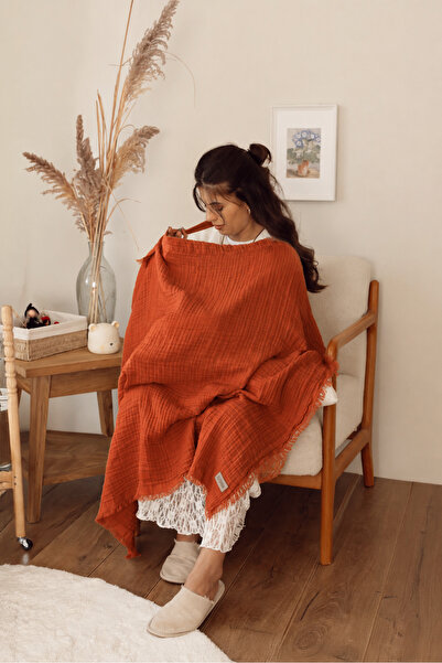 4-Layer Muslin Nursing Cover and Stroller Cover 80x110 cm, Tile 100% Cotton Tassel (UNDERWIRED)
