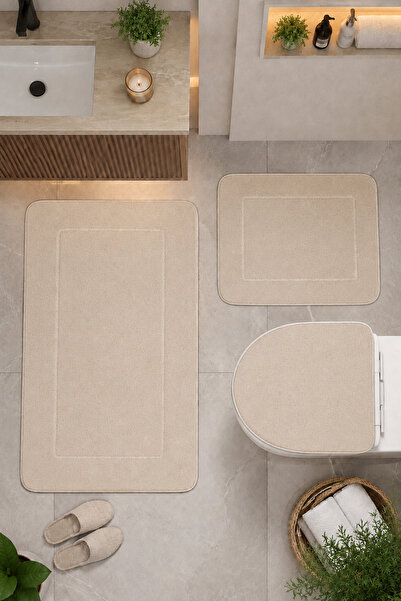 Bonny Home Cappuccino 3-Piece Bathroom Rug Set with Non-Slip Base, Washable T...