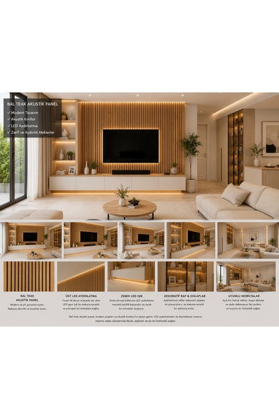 MASAY DEKOR AKUSTİK DUVAR PANELİ - BAL TEAK - 8 MM