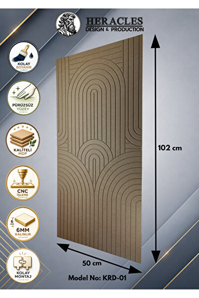 HRC Dizayn (KRD-01) 3D Görünümlü MDF Dekoratif Duvar Paneli 102x50 cm 6 mm CN...