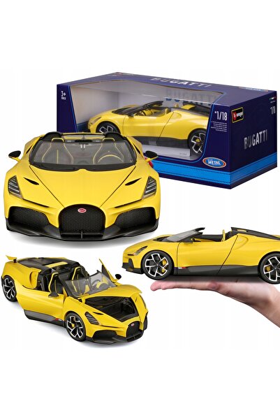 Bburago Junior Bugatti Mistral W16 1:18 Bburago 18-11051 GALBEN ROADSTER SPOR...