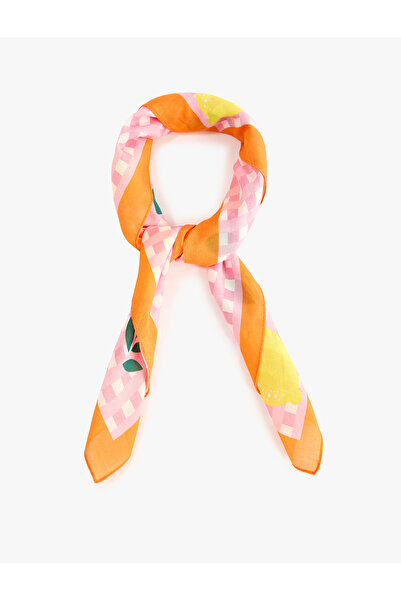 Koton Viscose Blended Square Lemon Patterned Scarf