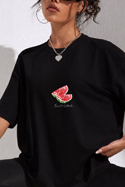 The Champ Clothing Γυναικείο μπλουζάκι oversized με στάμπα Watermelon Mood σε...
