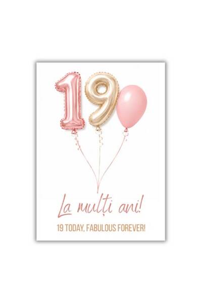 OEM Felicitare 13x18 cm cu plic, aniversare/la mulți ani 19 ani
