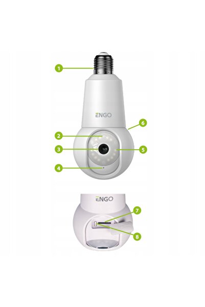 NO BRAND Cameră SMART ENGO ECAM-E27 pentru lampă E27, Wi-Fi, 4Mpx FHD, 2.4GHz