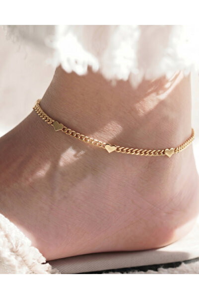 Gleemy accesories Gold Kaplama Minimal Kalp Figürlü Zarif Kadın Halhalı