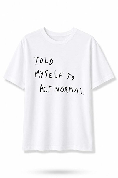5in1Canpolat White Oversize Written T-Shirt
