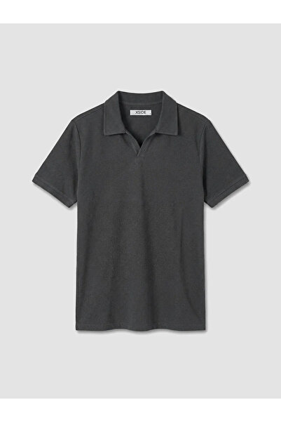 LC Waikiki Anthracite Polo Collar Terry Fabric Men's T-Shirt