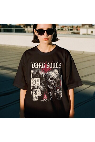Grafftee Clothing Μπλουζάκι Unisex Oversize με στάμπα Dark Souls