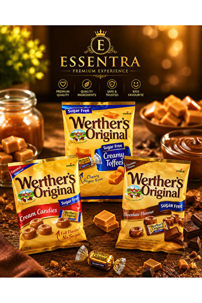 Essentra Home Werther's Original Sugar Free Karışık Şeker Paketi 3'lü Set Kar...